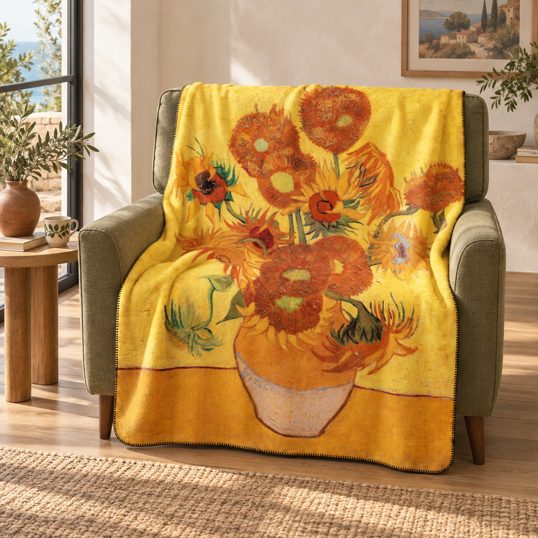 Sunflowers - Ayçiçekleri Polar Tv Battaniyesi