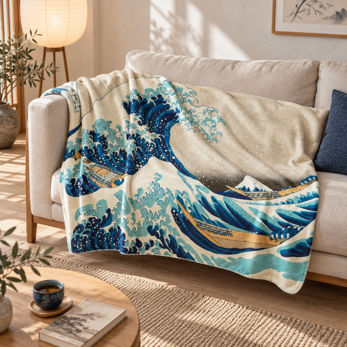 Kanagawa Oki Nami Ura - Kanagawa Dalgası Polar Tv Battaniyesi