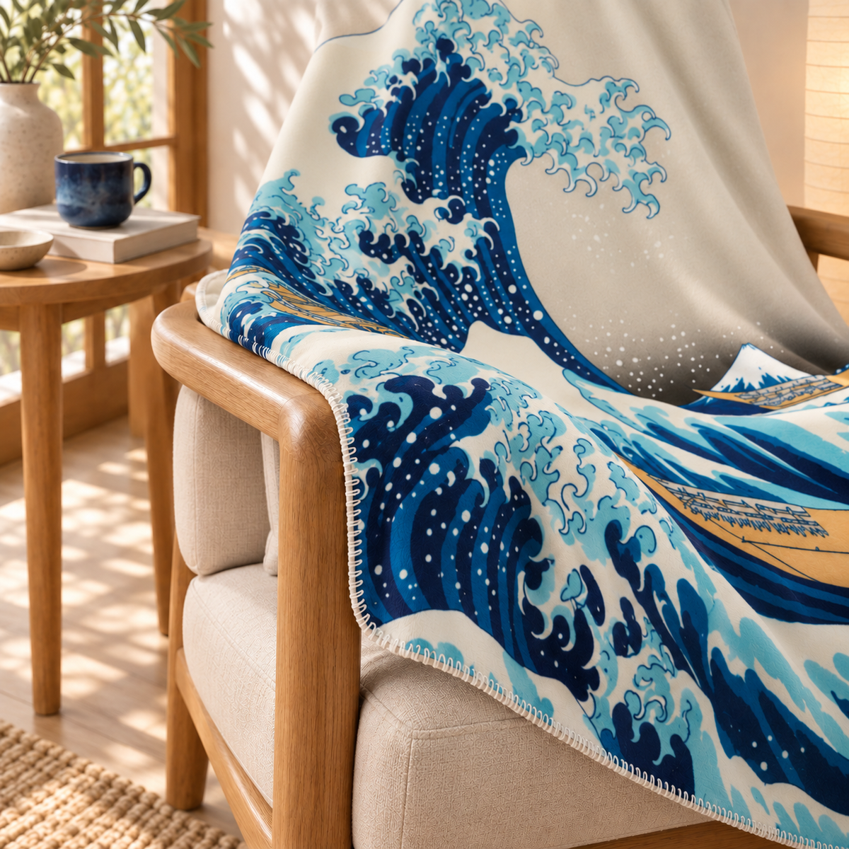 Kanagawa Oki Nami Ura - Kanagawa Dalgası Polar Tv Battaniyesi
