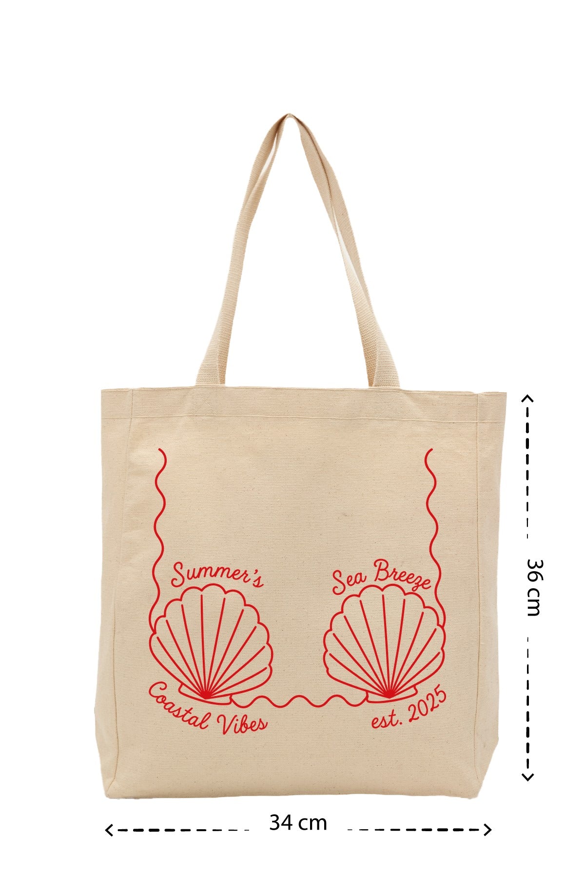 Coastal Vibes - Kanvas Çanta - Krem