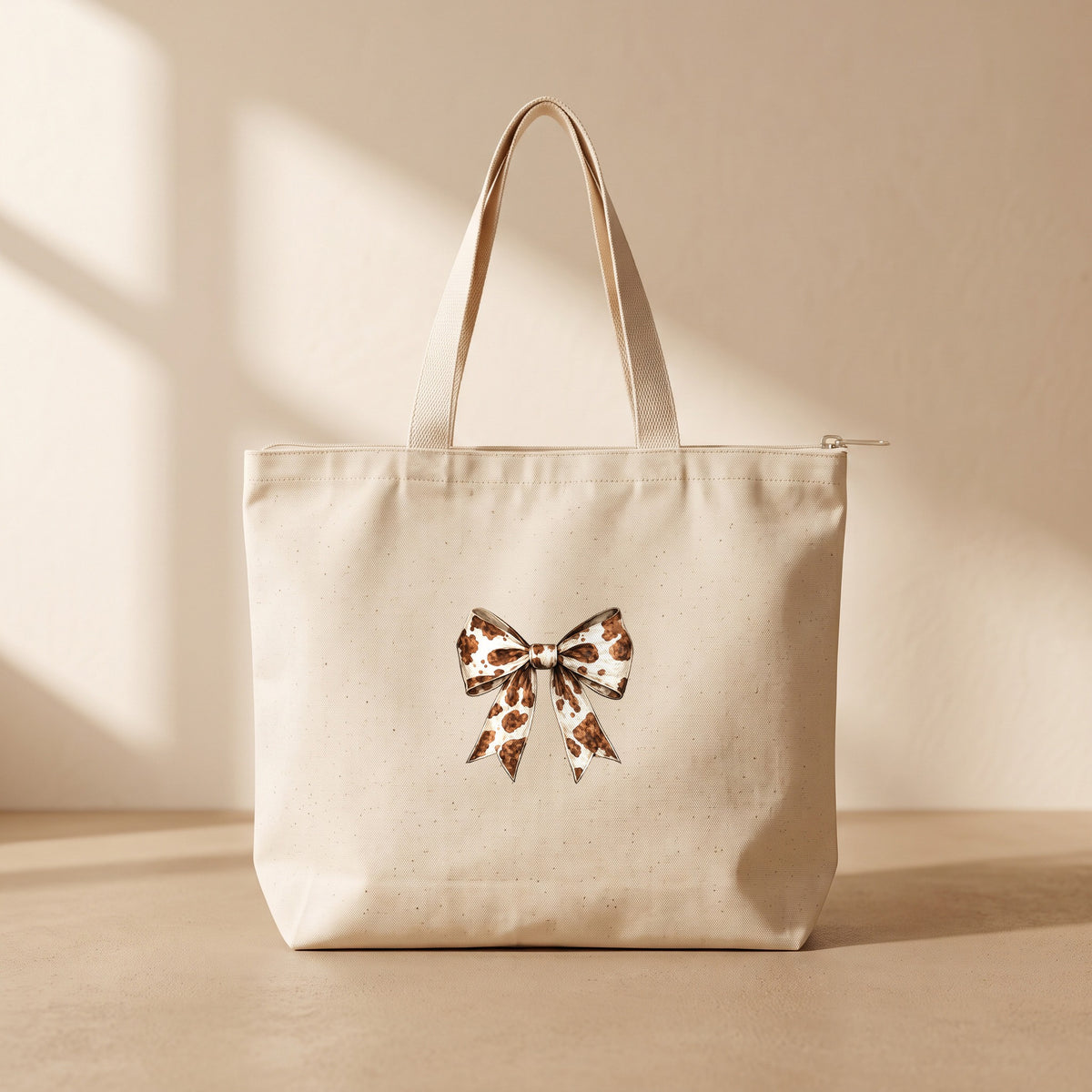 Crema Bow - Fermuarlı Tote Bag