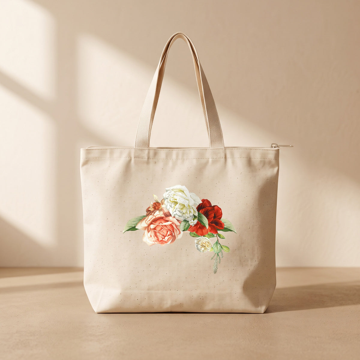 Fiore III - Fermuarlı Tote Bag
