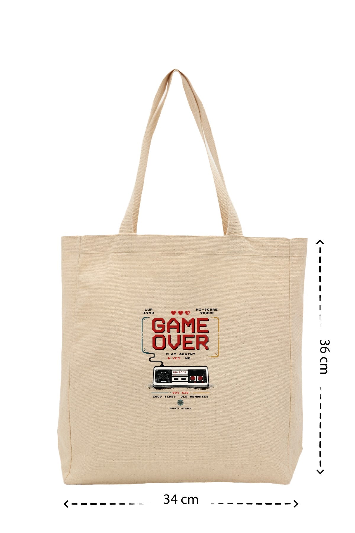 Game Over - Kanvas Çanta - Krem