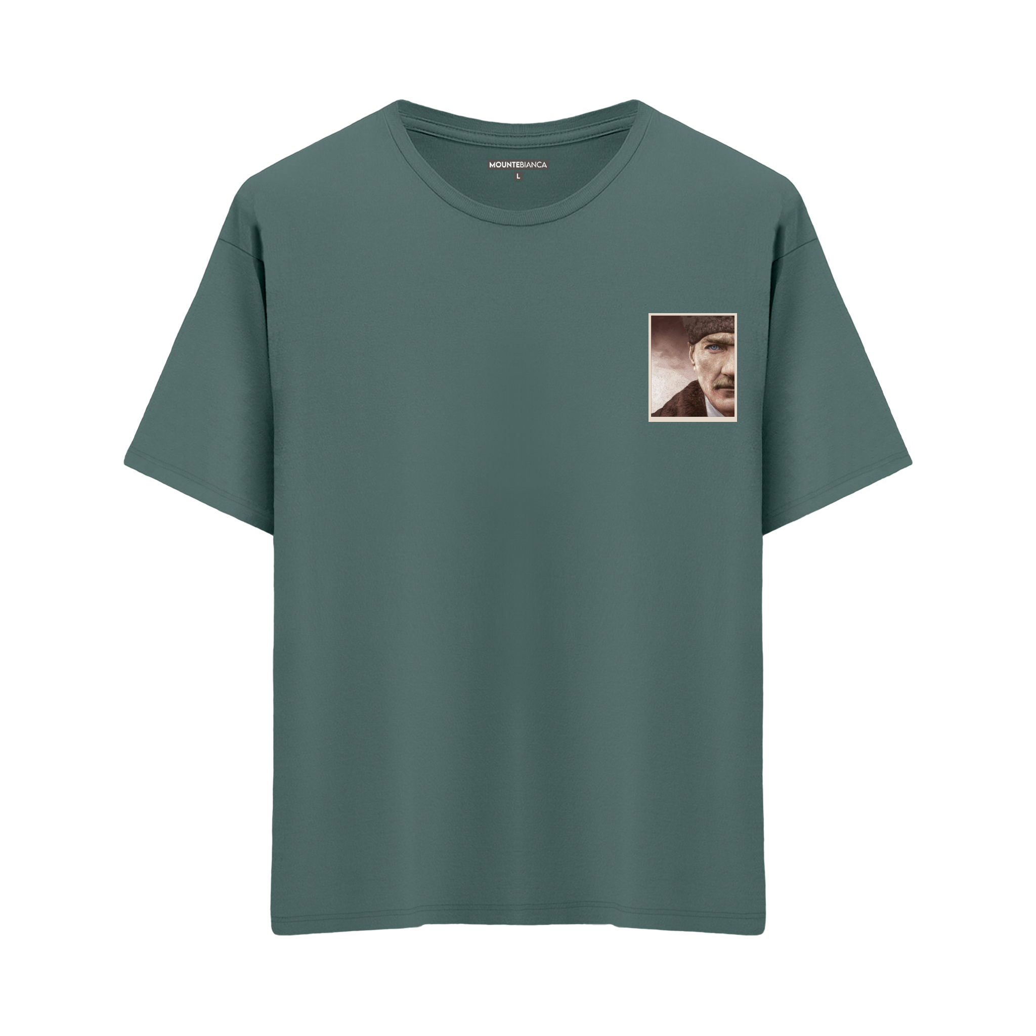 Urban Backwoods T-Shirt Uomo Con Ritratto Di Atatürk – 100% Cotone, Vestibilità Regular, Taglie Forti Fino A 5XL