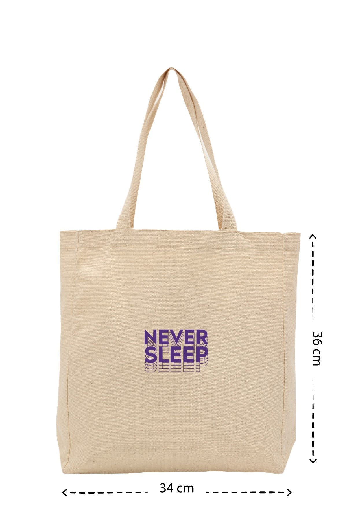 Never Sleep - Kanvas Çanta - Krem