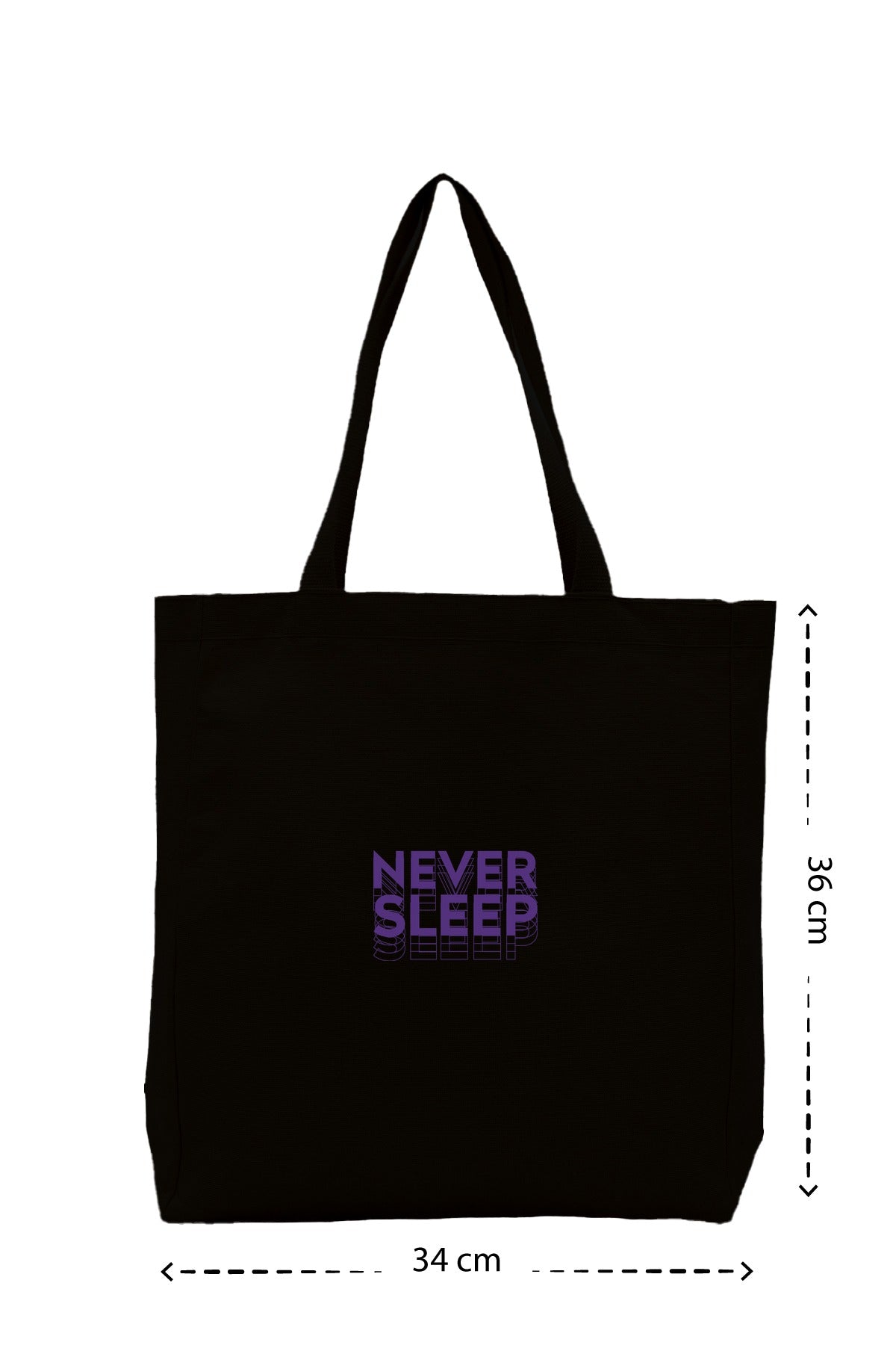 Never Sleep - Kanvas Çanta - Siyah