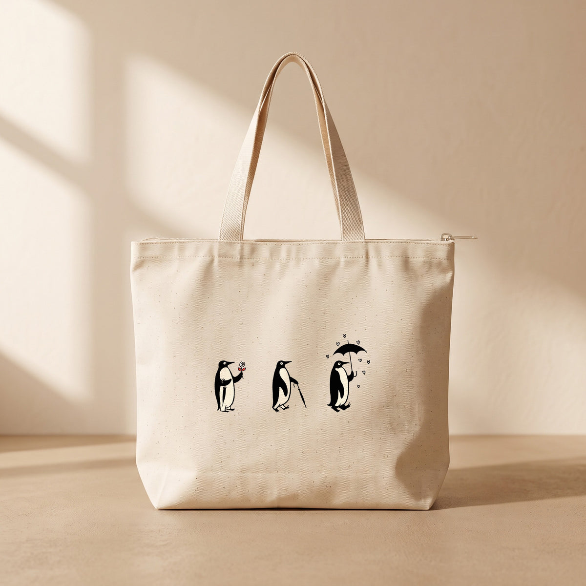 Pinguino - Fermuarlı Tote Bag